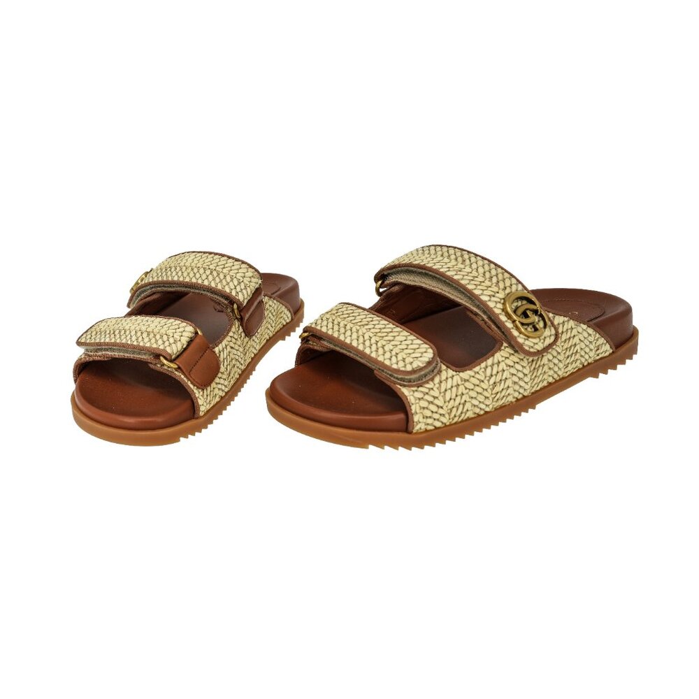 Gucci Moritz Raffia Slide Sandals - Picture 2 of 7